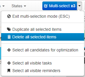 Multi-select: delete many items.