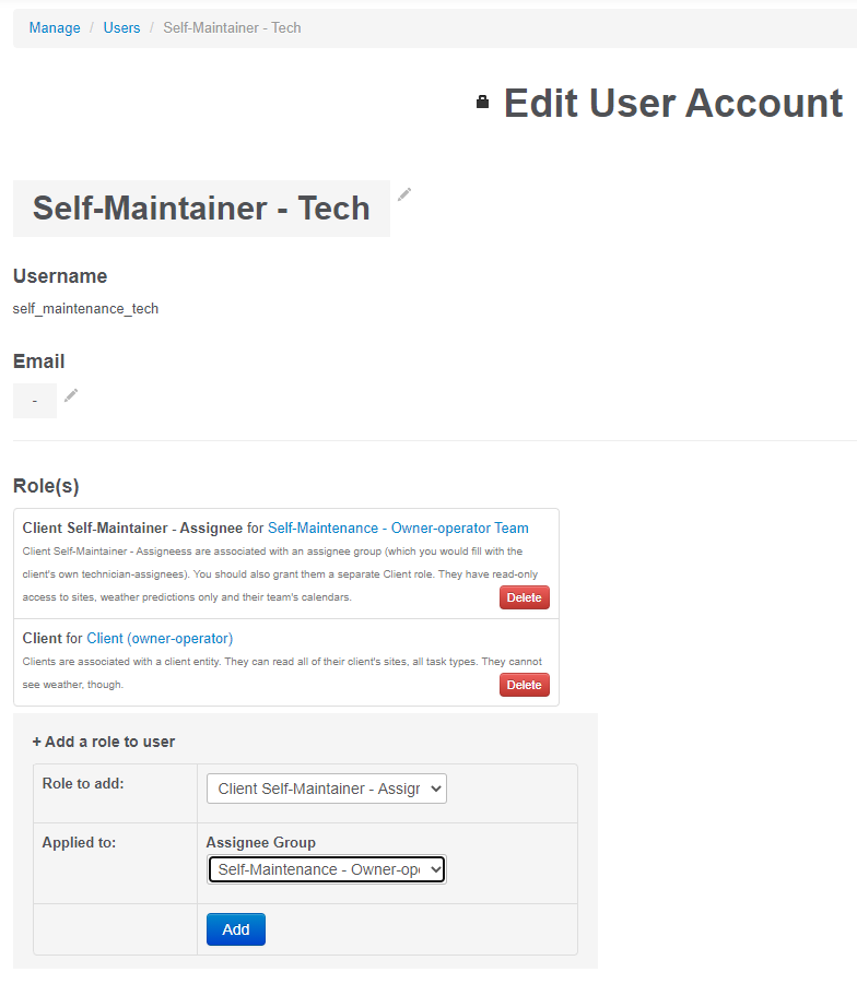 Client Self-Maintainer - Assignee user account creation.